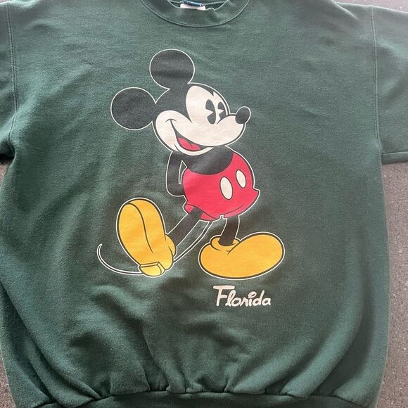 Disney Park  Green Crewneck Sweater with Mickey Mouse Designs size M - Picture 6 of 7